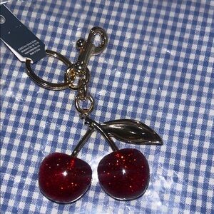 Cherry Keychain with Gold Accents